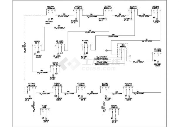千伏电源供电系统设计CAD接线图纸-图二