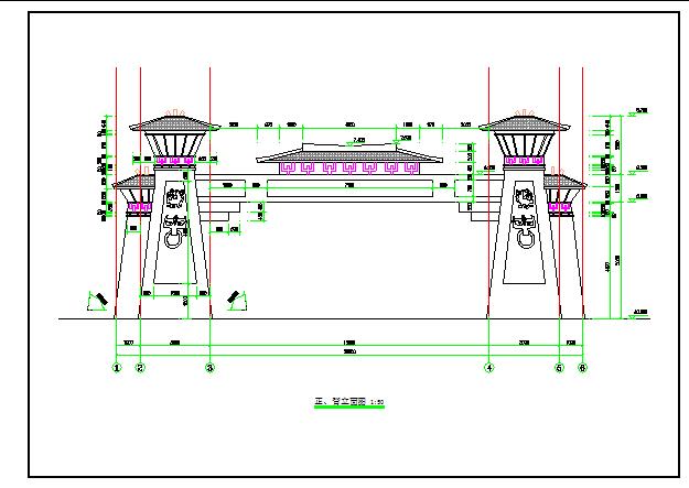 某汉代大门建筑CAD大样详图