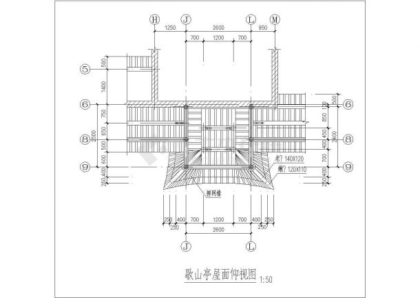 某古建筑剖立面和立面设计CAD图纸-图二