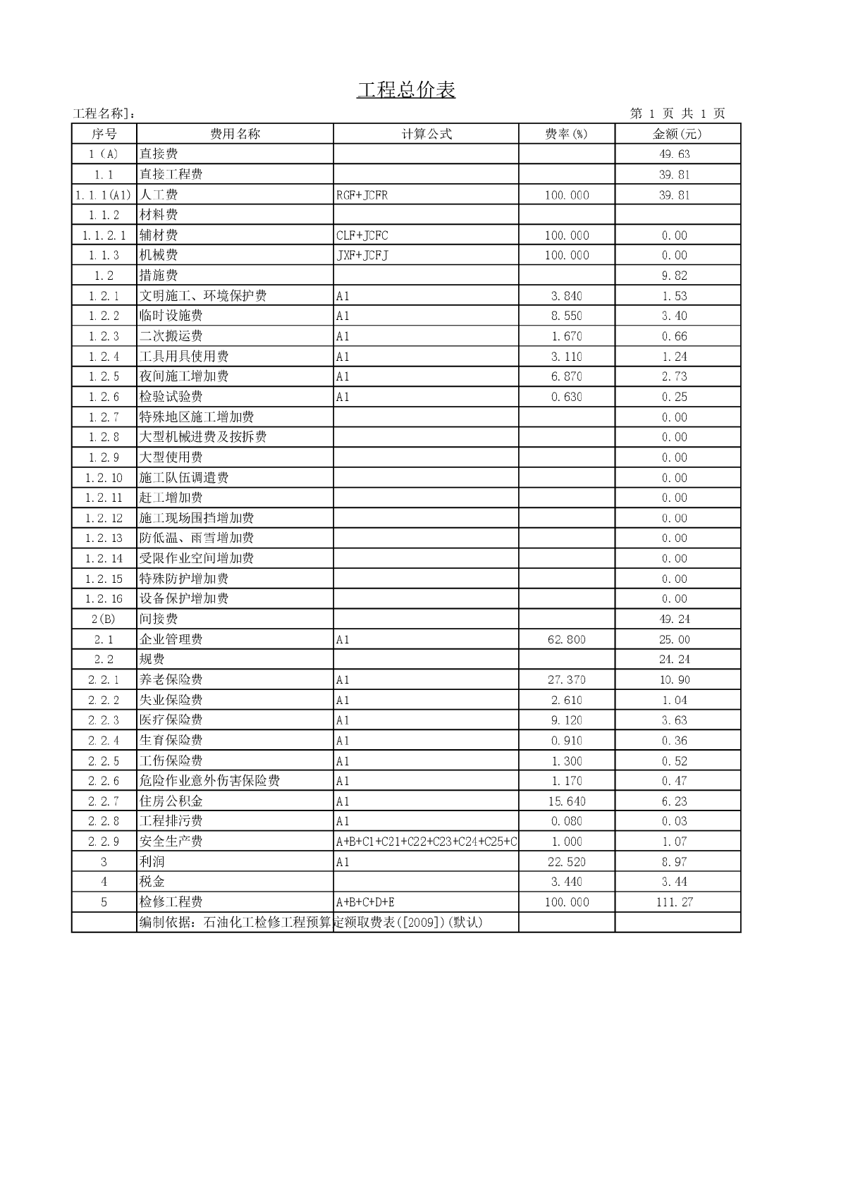 石油化工行业检修工程预算定额及费用定额（2009版）-图一