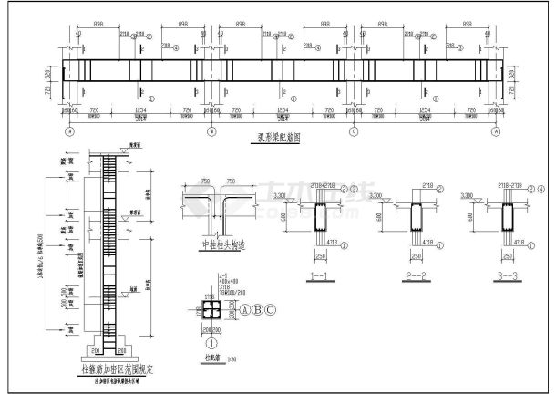 某江畔明珠小区大门建筑设计图（共6张）-图二