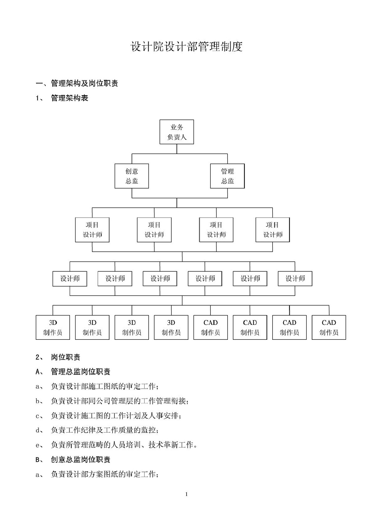 设计院设计部管理制度