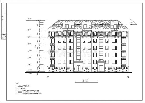 某地六层住宅小型详细建筑设计施工图-图二