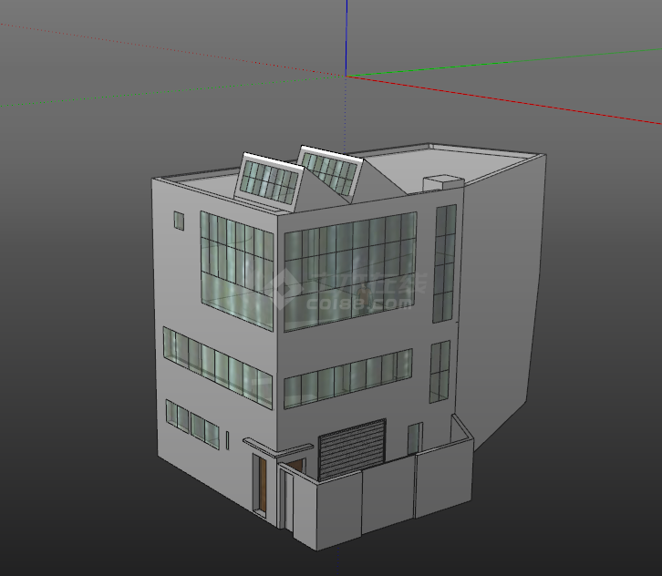 奥泽方工作室及寓所su模型-图一