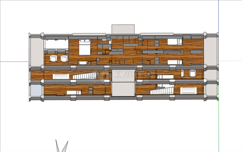 简约木地板现代风格马赛公寓单元su模型-图二