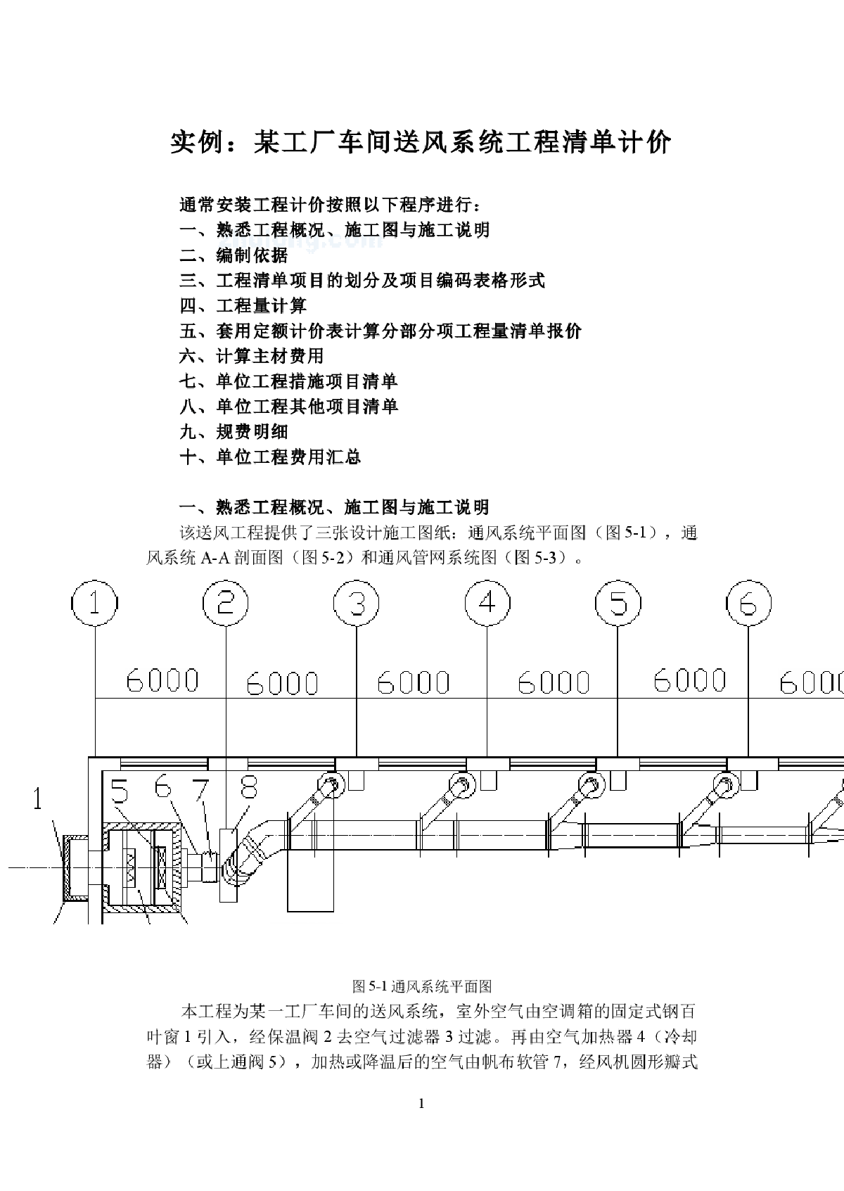 某工厂通风空调工程量清单计价实例（含配图）-图一