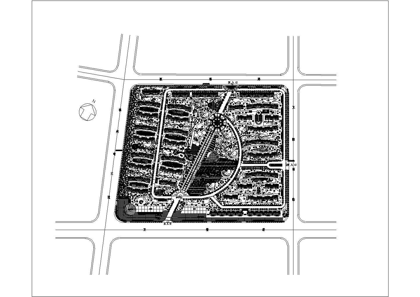 某高档小区规划绿化设计cad总平面施工图纸（甲级院设计）