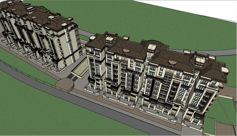 简欧风格多层住宅楼su模型-图二