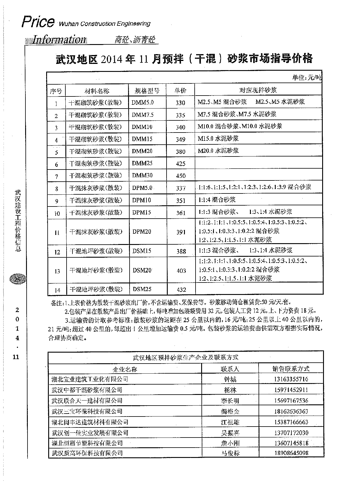 【武汉】商品混凝土市场指导价格（2014年11月）-图二