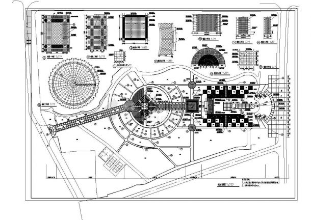 某大型公园广场设计cad总平面铺装详图（标注详细）-图二