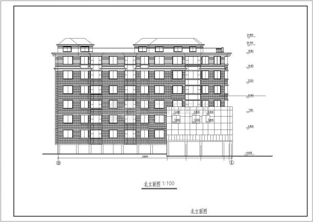 某框架结构6+1层商住楼全套建筑设计图-图二