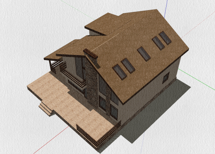 美式坡屋顶双层别墅su模型_图1