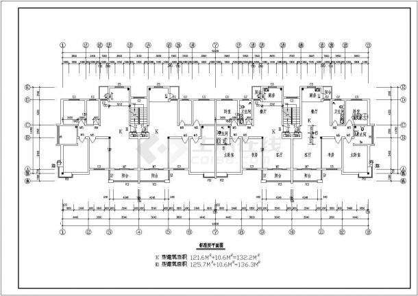 某地世纪花园平面建筑施工图（共3层）-图一