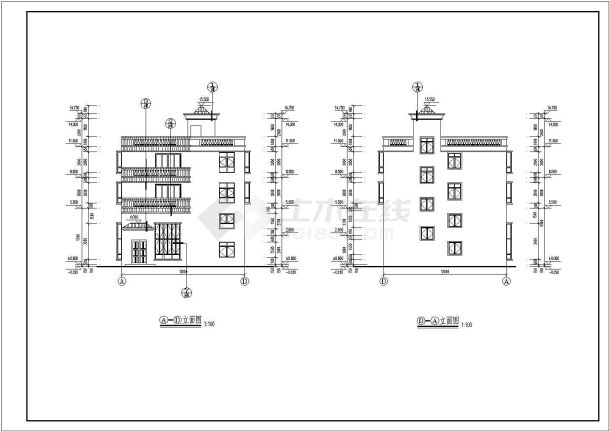 某地私人住宅楼全套建筑图（共5张）-图一