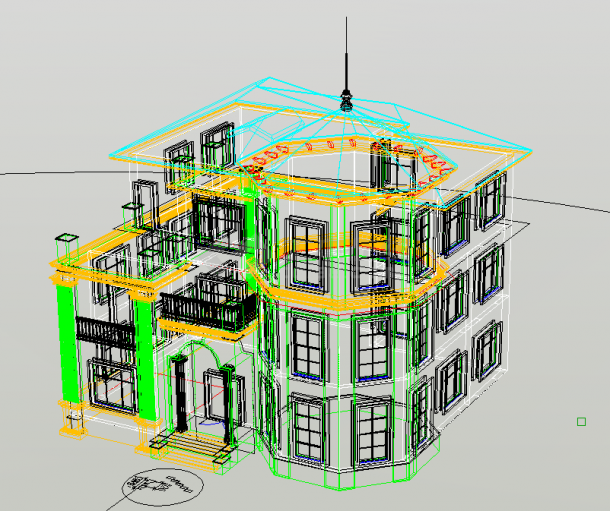 某三层豪华型私人别墅设计cad三维模型图（甲级院设计）-图一