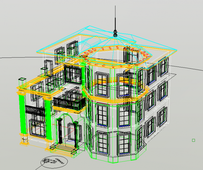某三层豪华型私人别墅设计cad三维模型图（甲级院设计）_图1