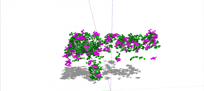 紫红色山茶花花卉灌木su模型-图一