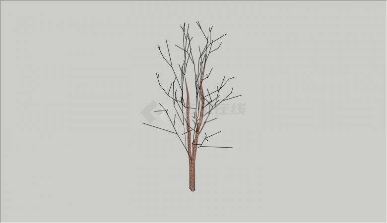 冬季无树叶树木剪影的SU模型-图二