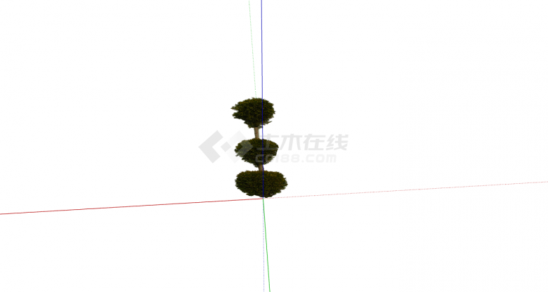 三草团绿色灌木花卉su模型-图二