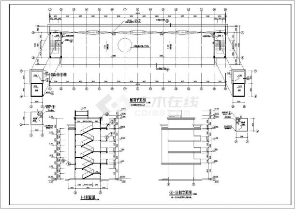 某学校四层宿舍楼建筑设计施工图纸-图一