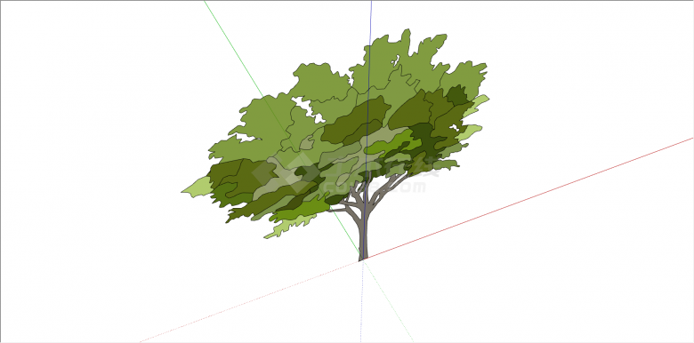单棵动画风格造型树su模型-图二