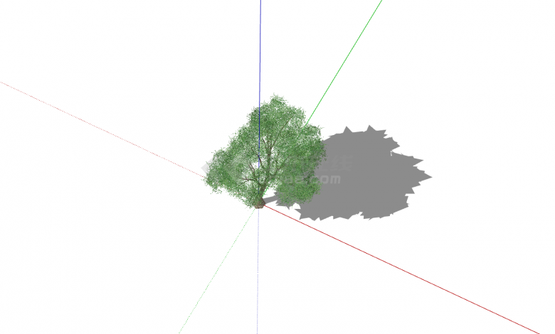 浅绿色高大单颗乔木su模型-图二