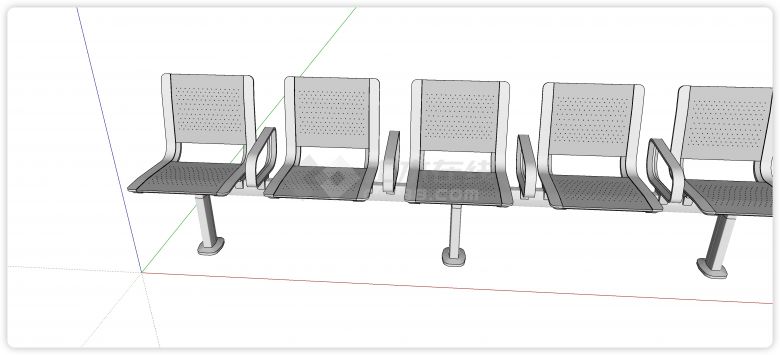不锈钢整排靠背椅医疗器械su模型-图二