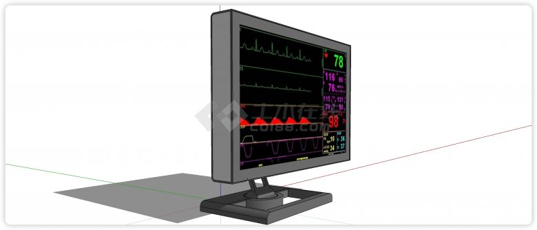 灰色心率血氧观察器医疗设备su模型-图二