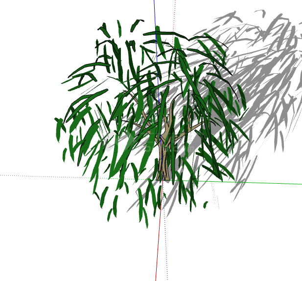 河边柳树叶绿色乔木su模型-图二