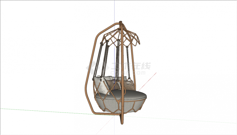 小型木质鸟笼式吊椅su模型-图一