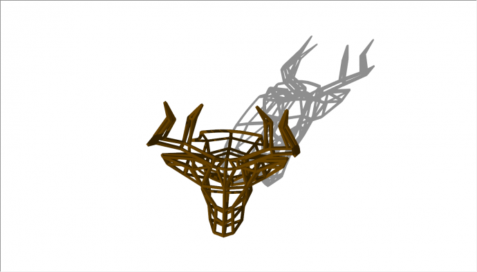 现代木架鹿头抽象艺术雕塑su模型_图1