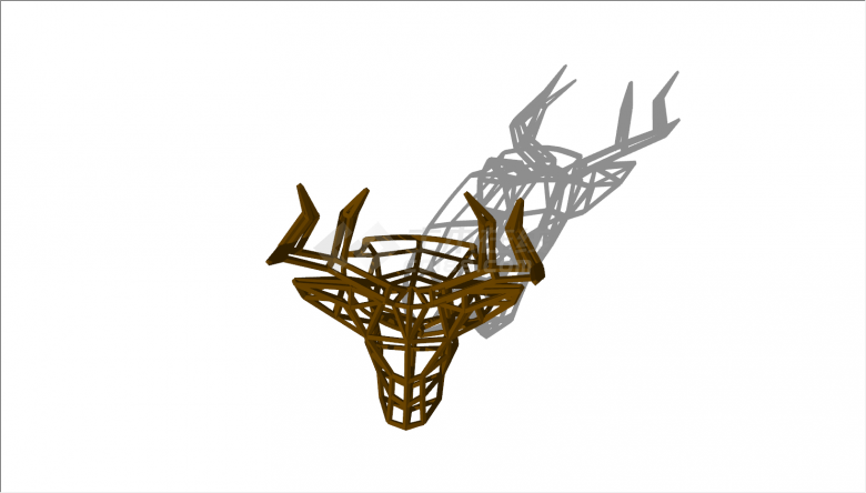 现代木架鹿头抽象艺术雕塑su模型-图一