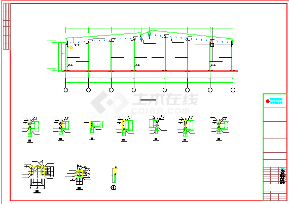 某单层钢结构门式刚架结构厂房CAD施工布置详图-图一