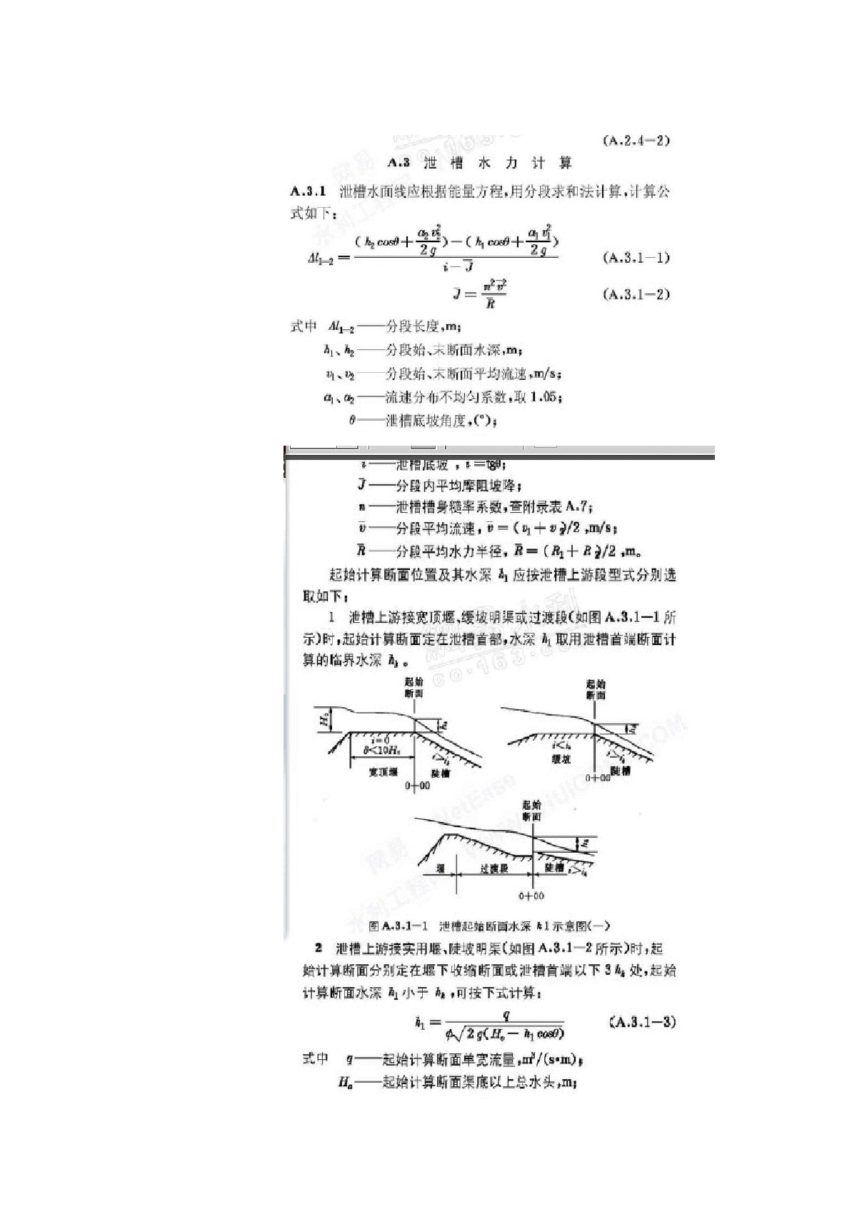 某水库溢洪道水面线计算