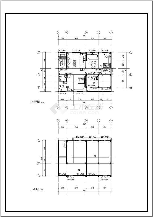 某地小区小型住宅建筑平面图（共5张）-图一