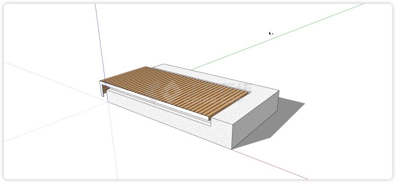 大理石底座木条结构简约现代横凳su模型-图一