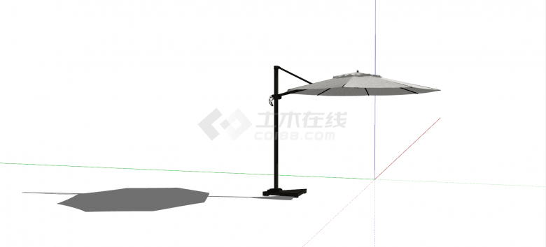 灰色八角形户外特色遮阳伞su模型-图二