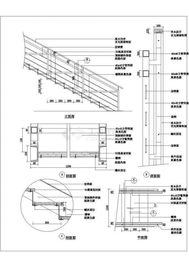 CAD常用图块楼梯室内设计施工图（共5张）-图二