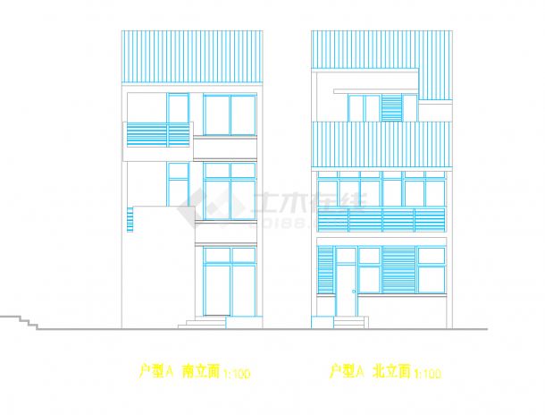 某地住宅户型设计平立面图（共5张）-图一