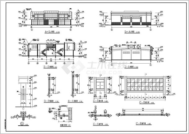 钢筋混凝土排架结构两层菜市场建筑施工图-图二