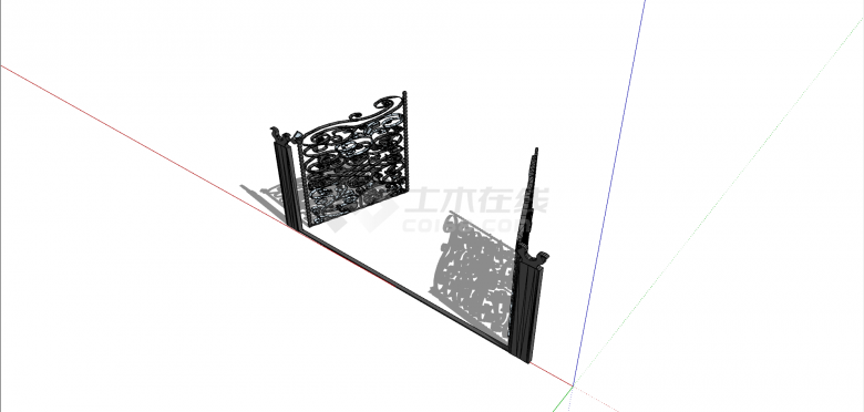 欧式带雕花铁艺门su模型设计-图一