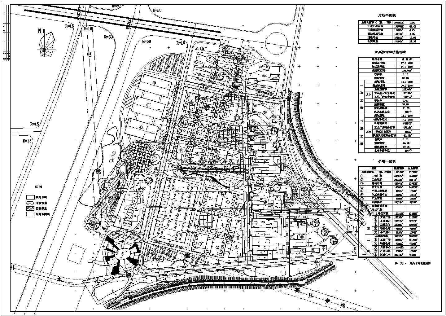 某城市工业园规划设计CAD总平面图纸