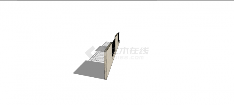 新中式黄色方形铁艺围墙su模型-图二