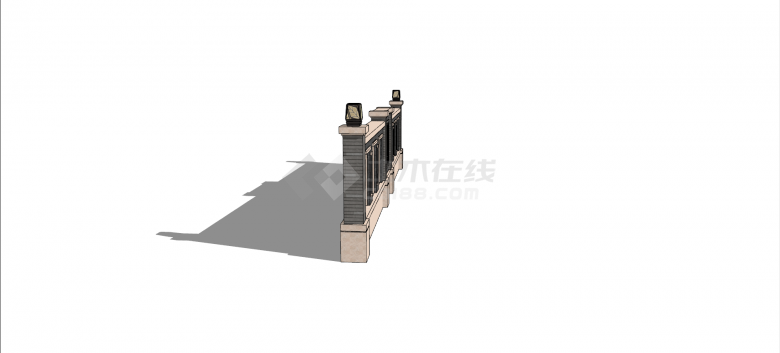 新中式古典锌钢围墙su模型-图二
