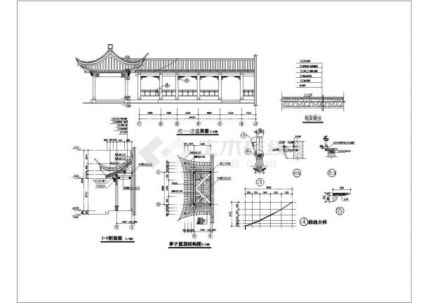 江南园林古建全套建筑结构设计图(共3张)-图一