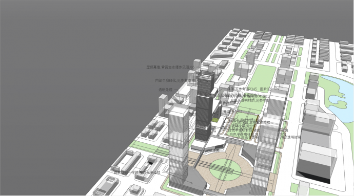 规模宏大的带有多动高层建筑的办公中心su模型_图1
