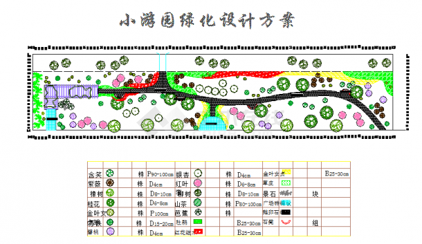 【江苏省】某地区小型小游园绿化设计图-图一