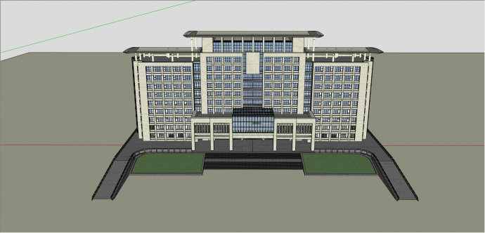 现代中层办公楼建筑su模型_图1