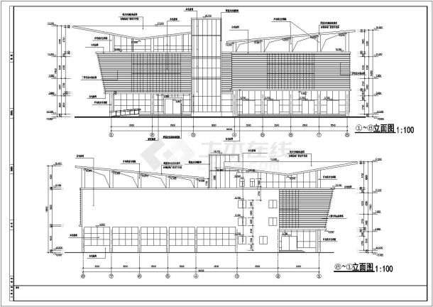 北方某小区会所建筑施工图（带效果图）-图二