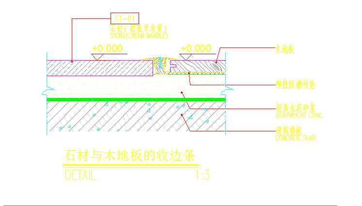 【杭州】某普通酒店石材接木地板大样图